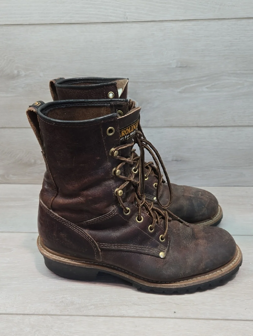 Carolina Men's VGNI18 Logger Leather Work Boots Lace-Up Moc Toe Shoes 9.5D